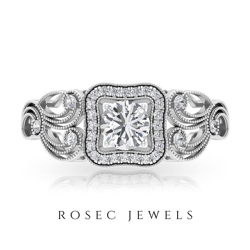 Lab Grown Diamond Vintage Inspired Engagement Ring