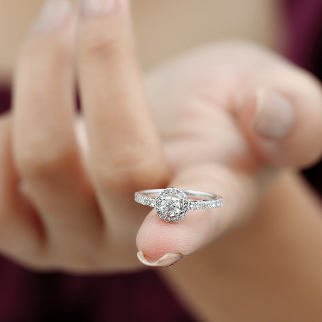 Minimal Lab Grown Diamond Promise Ring with Halo