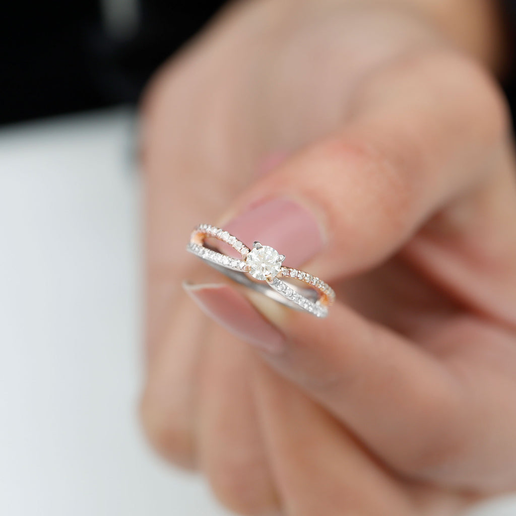 Solitaire Lab Grown Diamond Split Shank Engagement Ring