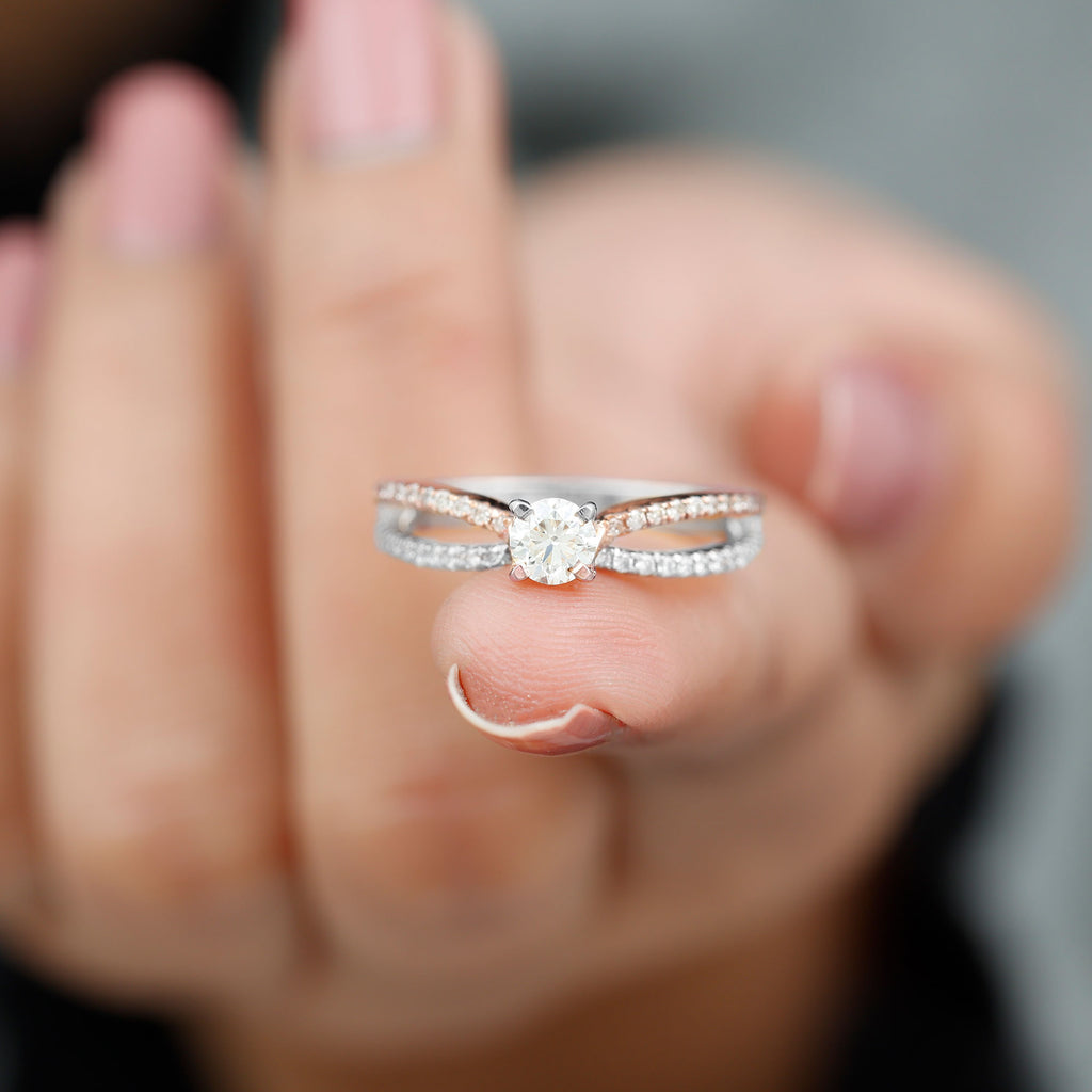 Solitaire Lab Grown Diamond Split Shank Engagement Ring