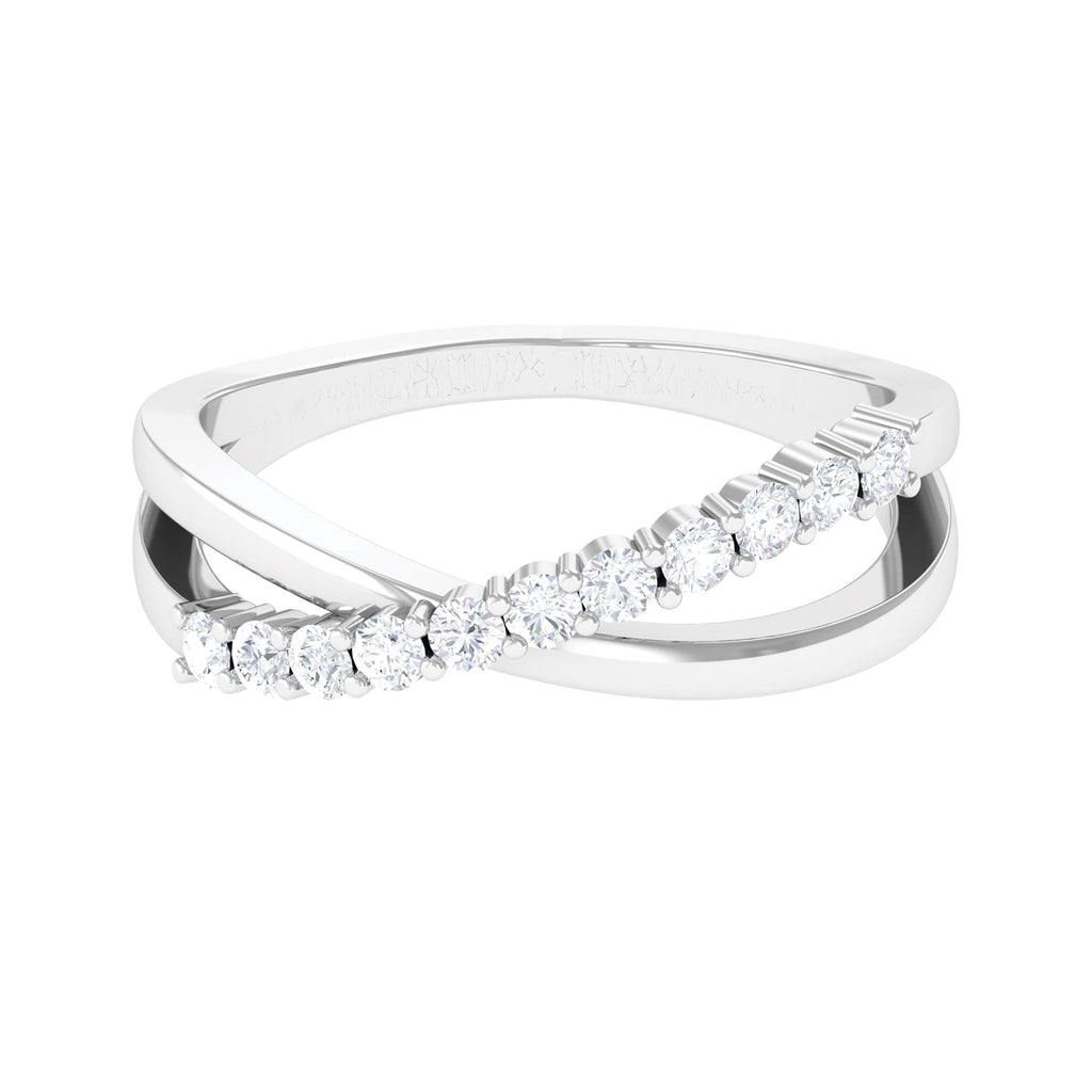 Natural Diamond Crossover Promise Ring Diamond - ( HI-SI ) - Color and Clarity - Rosec Jewels