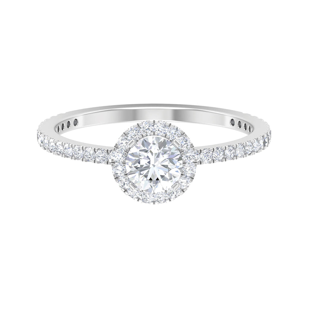 1.25 CT Moissanite Classic Halo Engagement Ring in Gold Moissanite - ( D-VS1 ) - Color and Clarity - Rosec Jewels