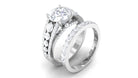 Zircon Designer Wedding Ring Set with Band Zircon - ( AAAA ) - Quality - Rosec Jewels
