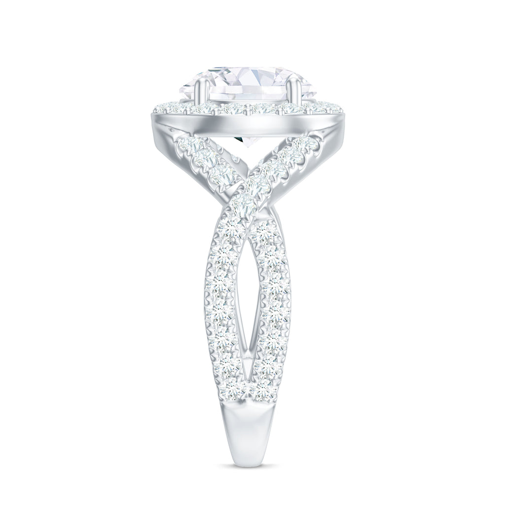 Moissanite Crossover Engagement Ring for Women Moissanite - ( D-VS1 ) - Color and Clarity - Rosec Jewels