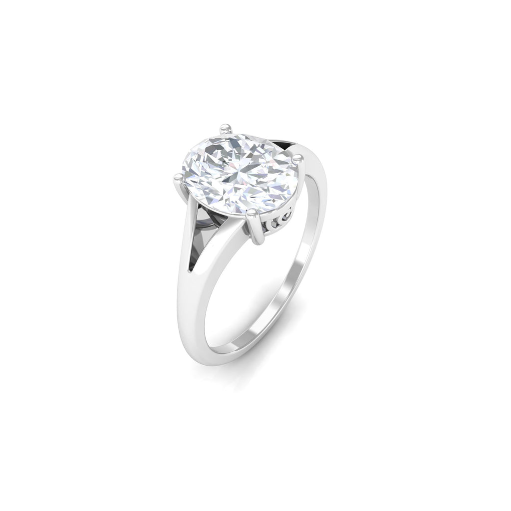 2.25 CT Solitaire Moissanite Split Shank Oval Engagement Ring Moissanite - ( D-VS1 ) - Color and Clarity - Rosec Jewels