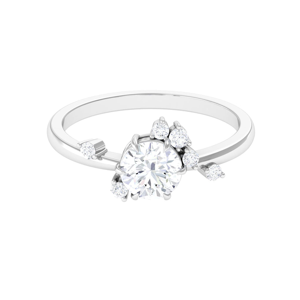 Round Cut Scatter Moissanite Unique Engagement Ring Moissanite - ( D-VS1 ) - Color and Clarity - Rosec Jewels