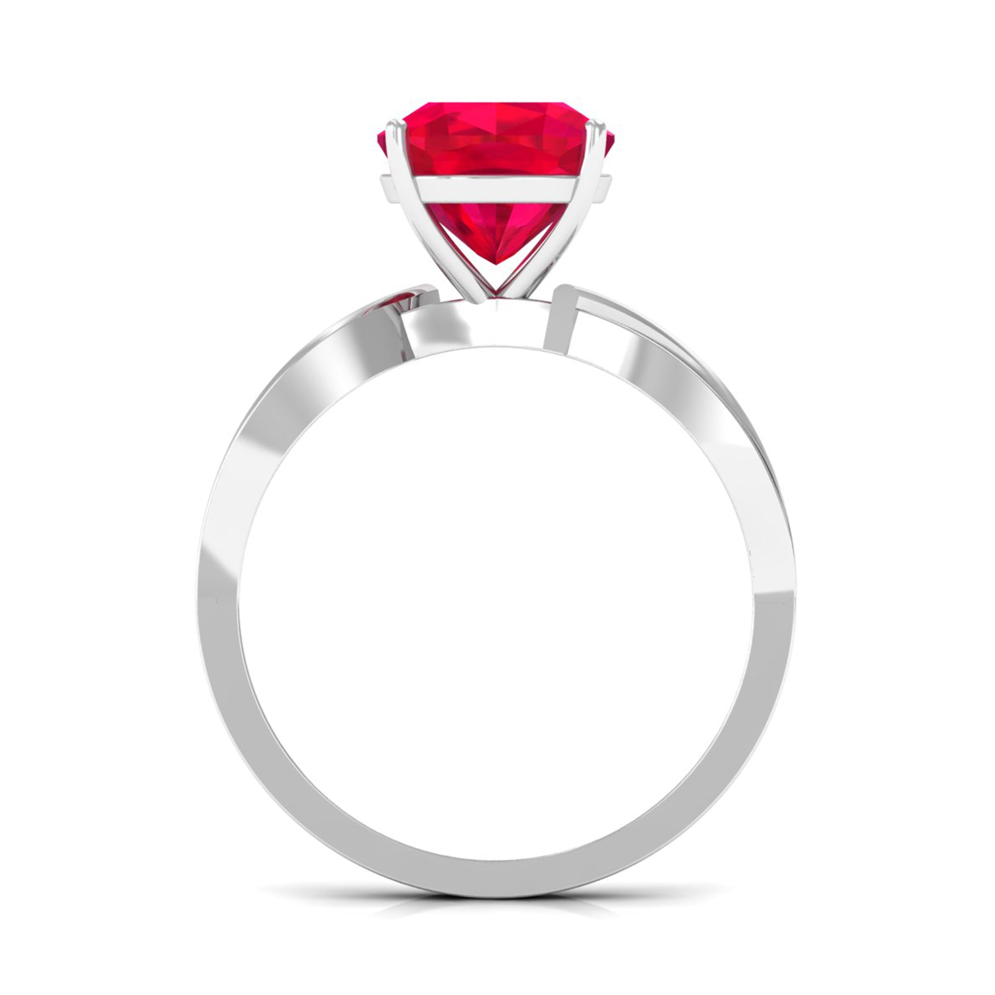 Infinity Shank Cushion Cut Created Ruby Engagement Ring with Diamond Lab Created Ruby - ( AAAA ) - Quality - Rosec Jewels