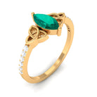1 CT Marquise Emerald Solitaire Celtic Knot Ring with Diamond Emerald - ( AAA ) - Quality - Rosec Jewels