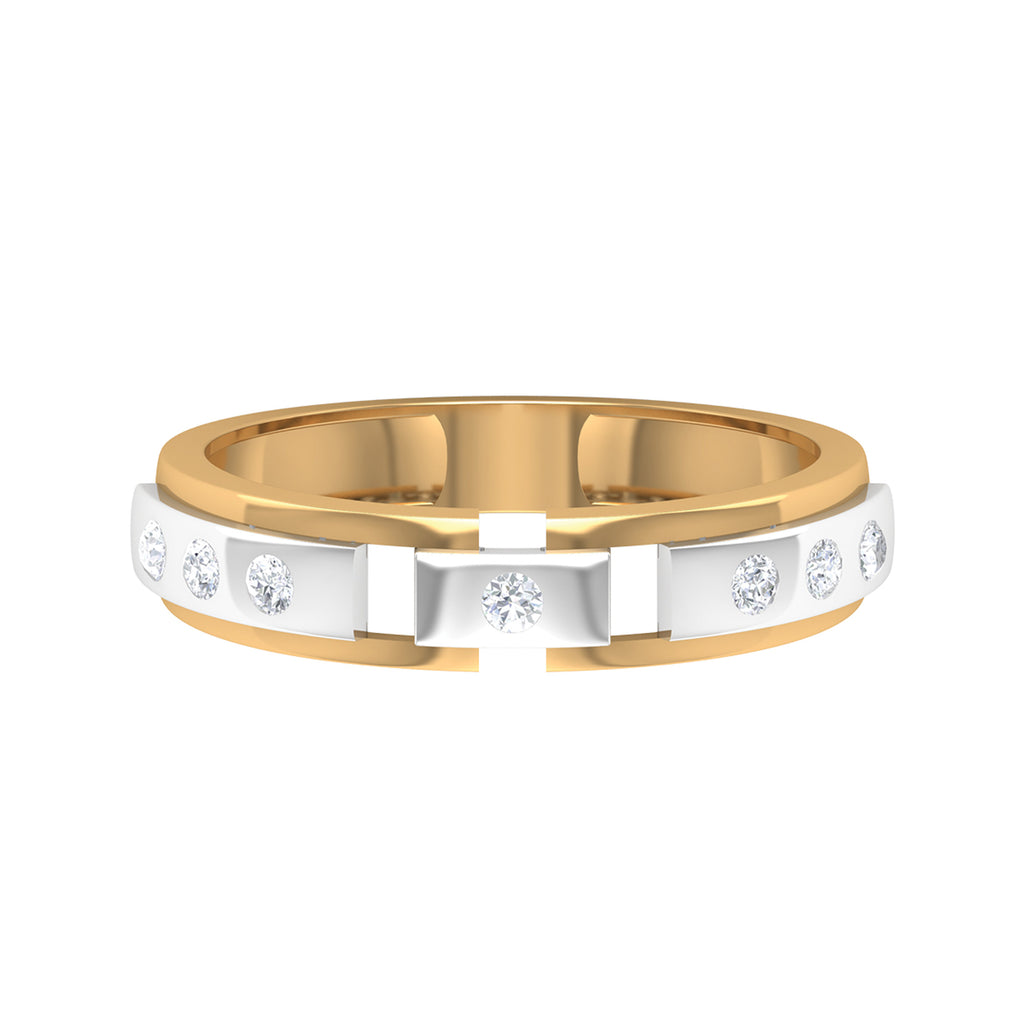 Admiring Diamond and Gold Two Tone Unisex Band Ring Diamond - ( HI-SI ) - Color and Clarity - Rosec Jewels