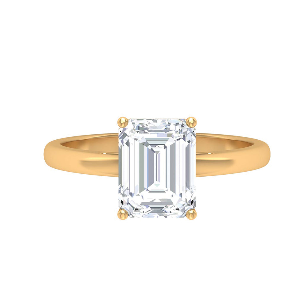 Sofia Richie Inspired Emerald Cut Solitaire Moissanite Engagement Ring Moissanite - ( D-VS1 ) - Color and Clarity - Rosec Jewels