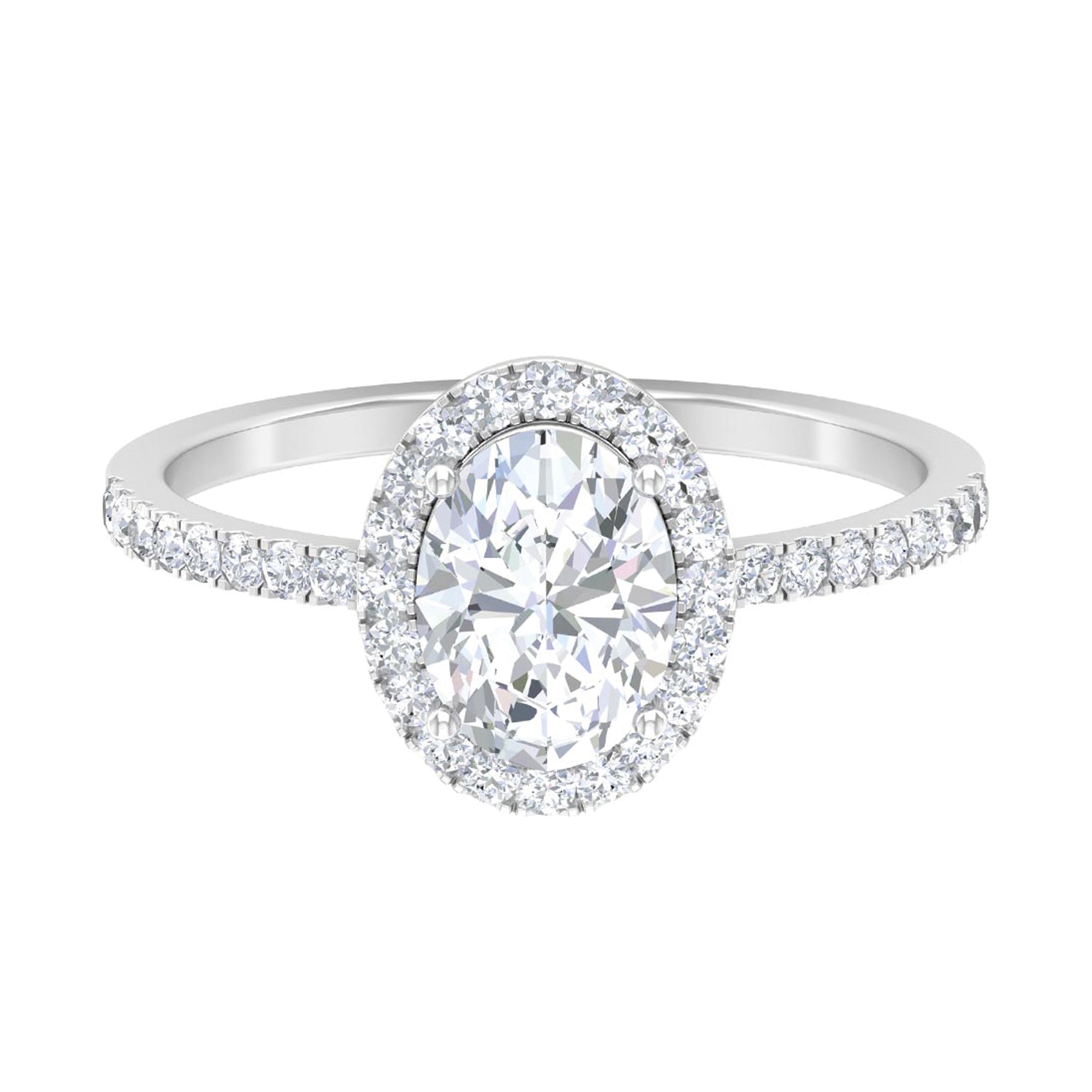 Hannah Brown Inspired Oval Moissanite Classic Halo Engagement Ring Moissanite - ( D-VS1 ) - Color and Clarity - Rosec Jewels