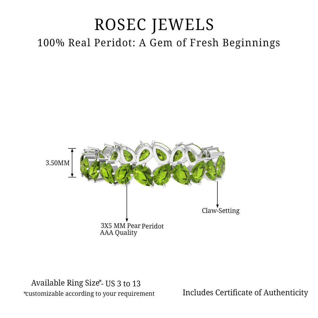 Pear Shape Peridot Full Eternity Band Peridot - ( AAA ) - Quality - Rosec Jewels