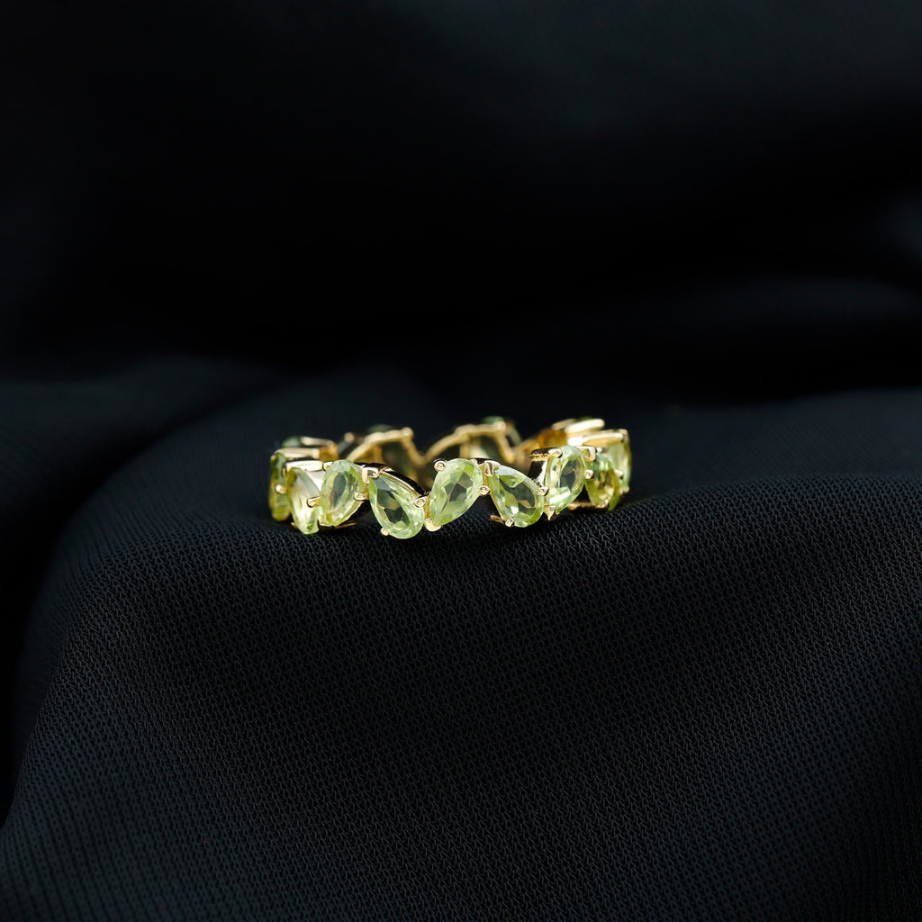 Pear Shape Peridot Full Eternity Band Peridot - ( AAA ) - Quality - Rosec Jewels