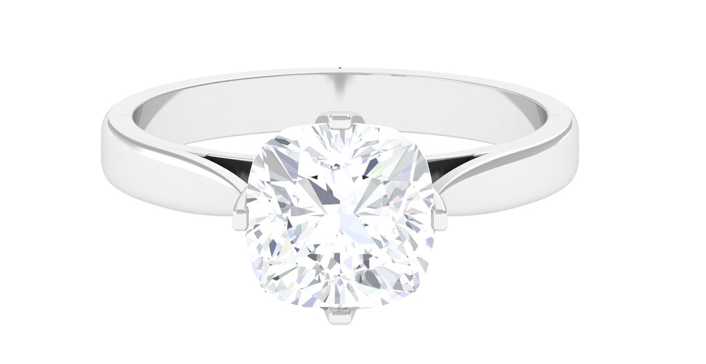 3.25 CT Cushion Cut Moissanite Solitaire Ring in Gold Moissanite - ( D-VS1 ) - Color and Clarity - Rosec Jewels