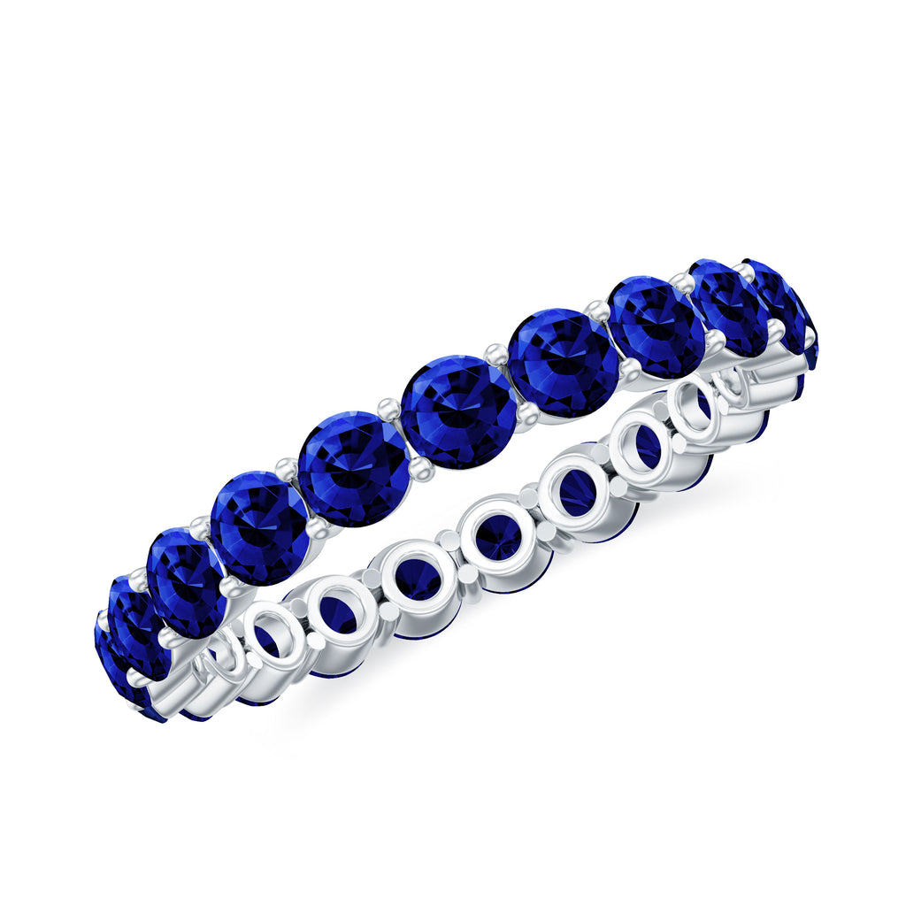 3.25 CT Lab Created Blue Sapphire Full Eternity Ring in Shared Prong Setting Lab Created Blue Sapphire - ( AAAA ) - Quality - Rosec Jewels