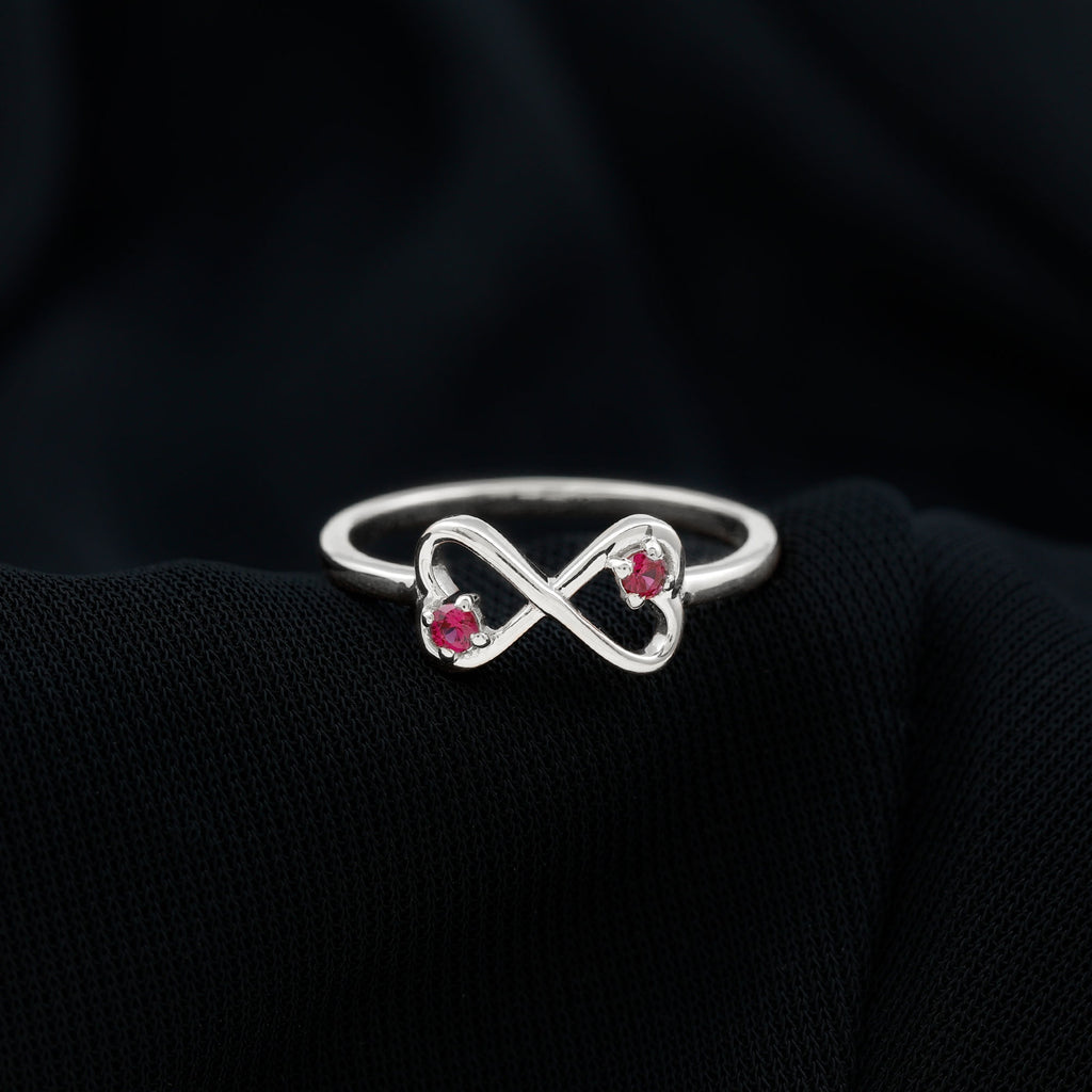 Created Ruby Infinity Heart Promise Ring in Gold Lab Created Ruby - ( AAAA ) - Quality - Rosec Jewels