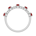 Lab Grown Ruby and Diamond Half Eternity Ring Lab Created Ruby - ( AAAA ) - Quality - Rosec Jewels