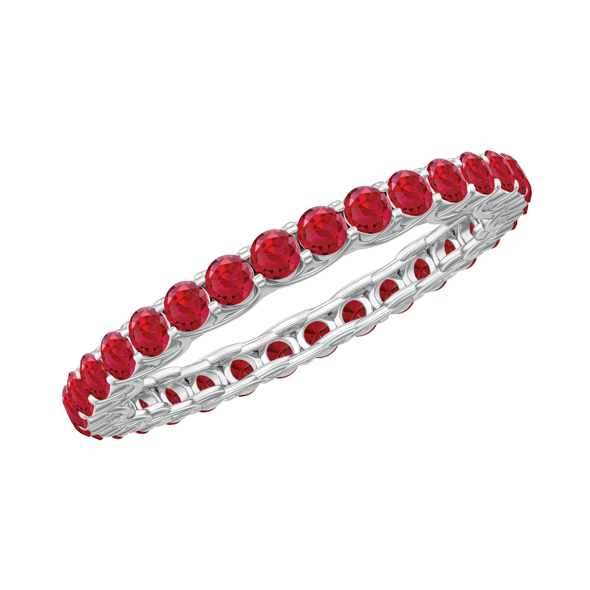 1.5 CT Lab Created Ruby Full Eternity Ring in Trellis Setting Lab Created Ruby - ( AAAA ) - Quality - Rosec Jewels