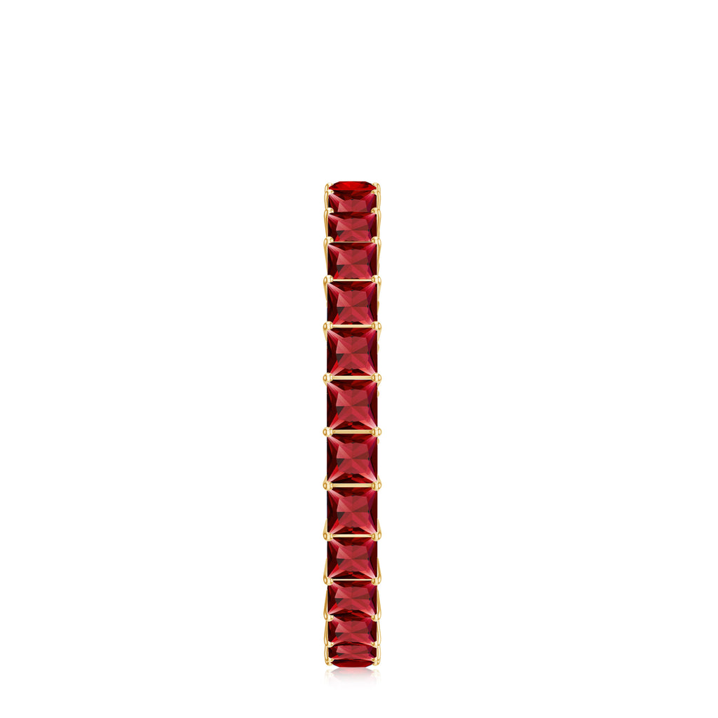 Princess Cut Created Ruby Stackable Eternity Band Ring in Gold Lab Created Ruby - ( AAAA ) - Quality - Rosec Jewels