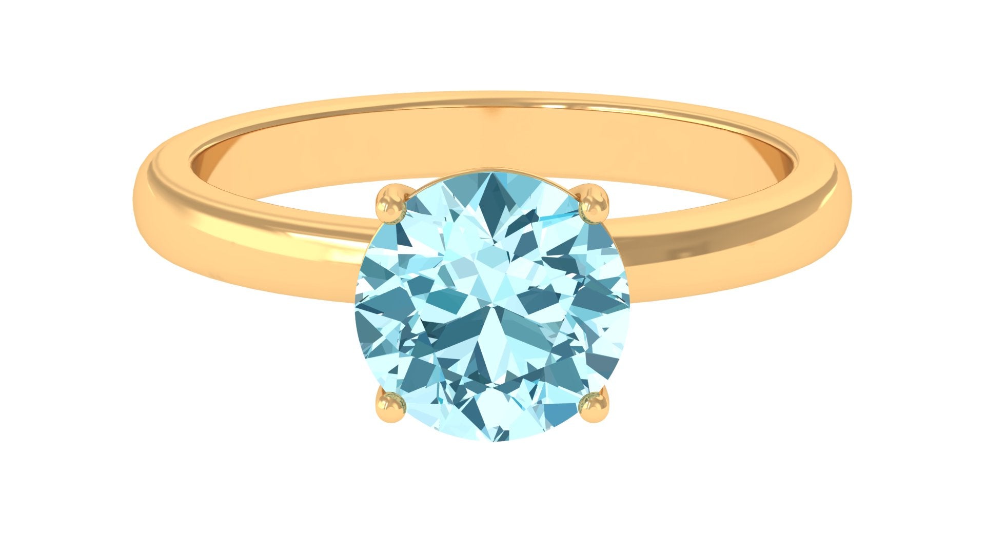 Aquamarine Solitaire Promise Ring with Diamond Aquamarine - ( AAA ) - Quality - Rosec Jewels