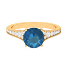 2.75 CT London Blue Topaz Engagement Ring with Diamond Side Stones London Blue Topaz - ( AAA ) - Quality - Rosec Jewels