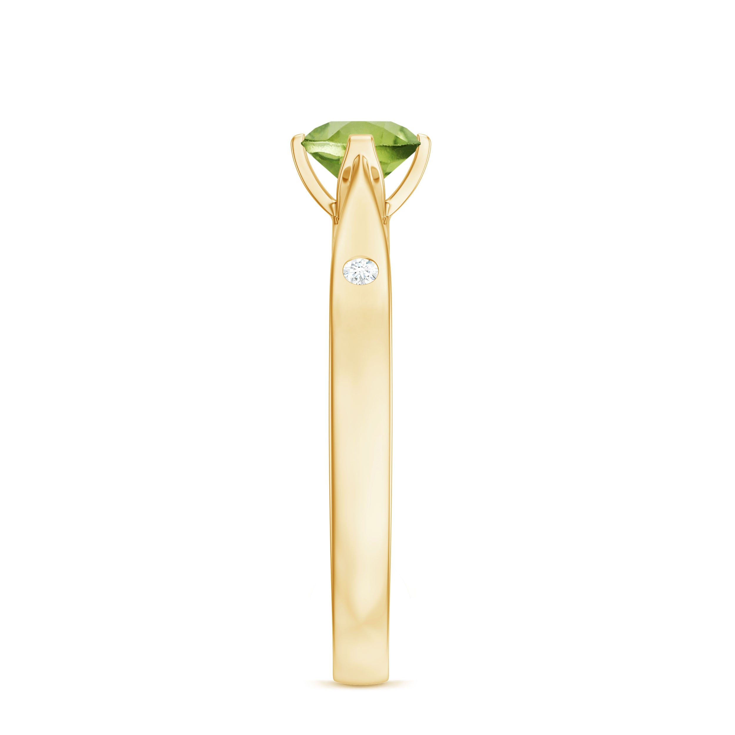 Floral Set Peridot Solitaire Ring with Diamond Peridot - ( AAA ) - Quality - Rosec Jewels