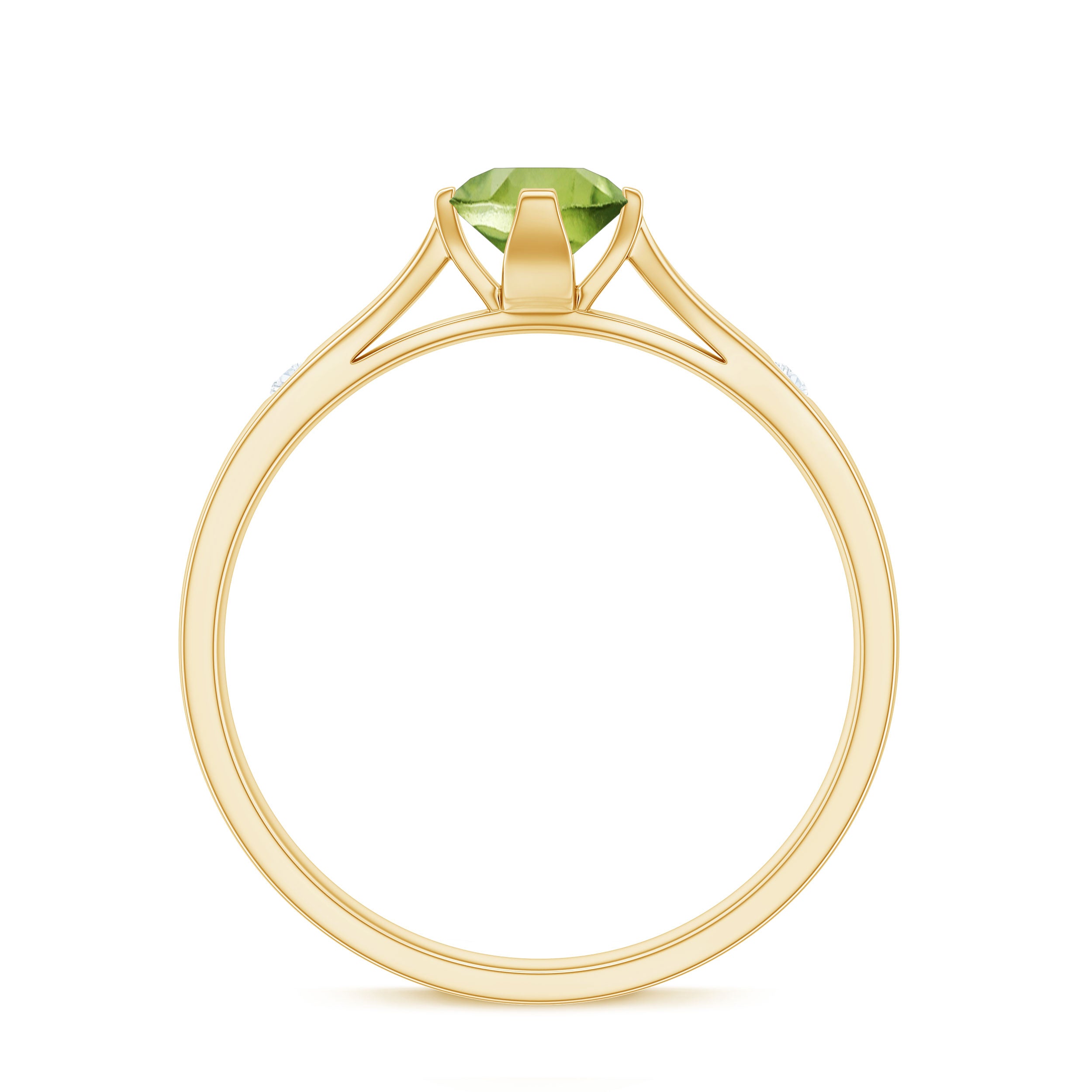 Floral Set Peridot Solitaire Ring with Diamond Peridot - ( AAA ) - Quality - Rosec Jewels