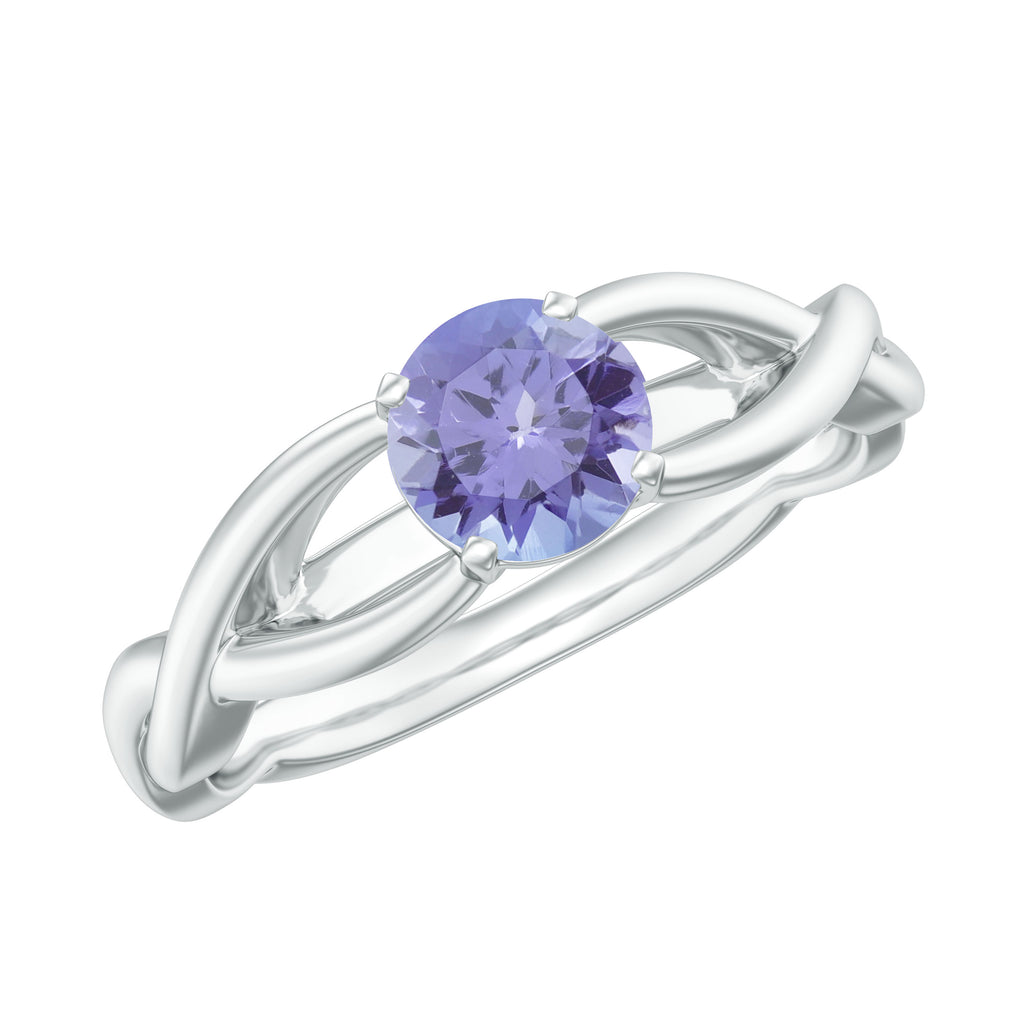 Rosec Jewels - Round Tanzanite Crossover Solitaire Ring