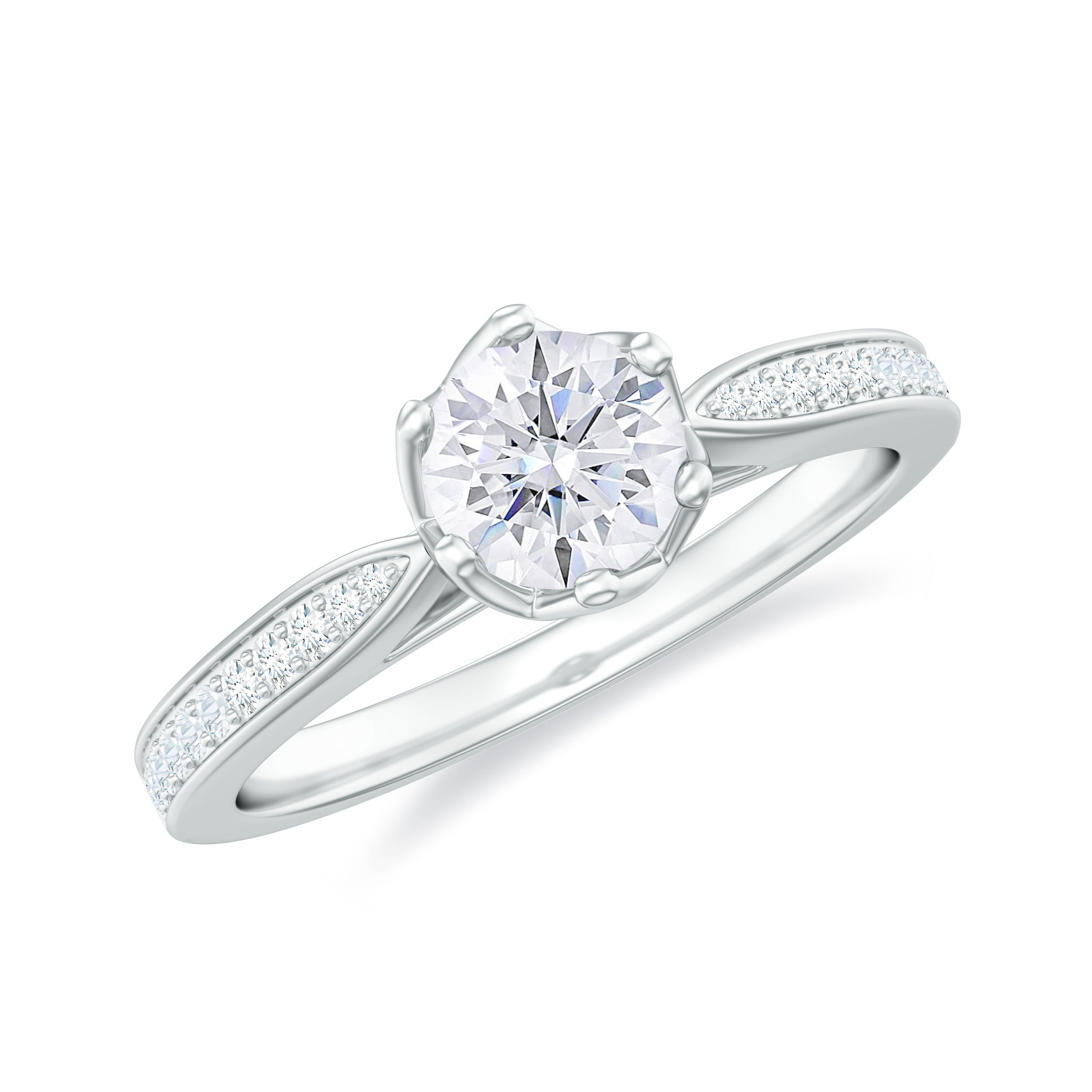 3/4 CT April Birthstone Moissanite Solitaire Promise Ring for Women Moissanite - ( D-VS1 ) - Color and Clarity - Rosec Jewels