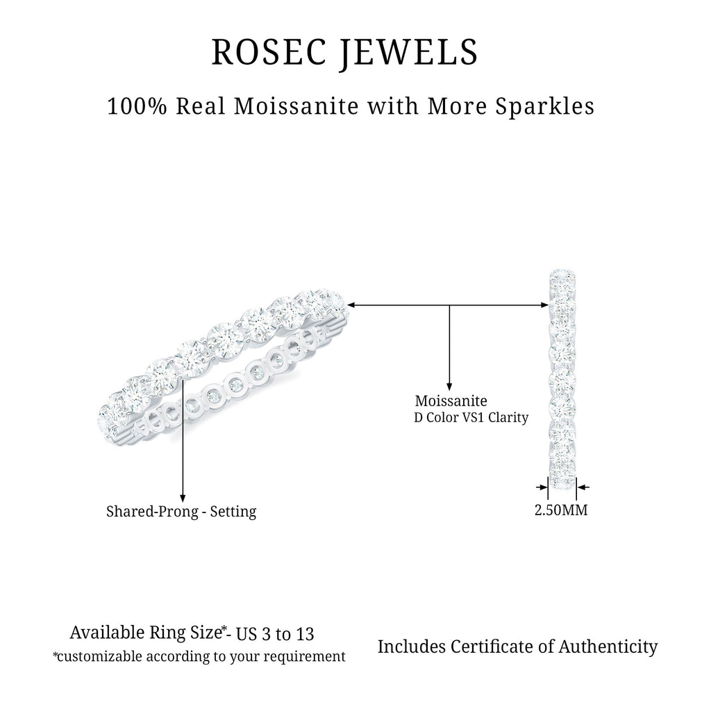 1.75 CT Moissanite Eternity Wedding Band Ring for Women Moissanite - ( D-VS1 ) - Color and Clarity - Rosec Jewels