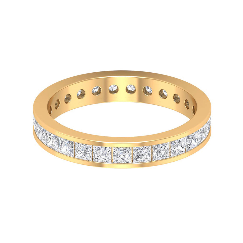 Princess Cut Moissanite Eternity Band Ring in Channel Setting Moissanite - ( D-VS1 ) - Color and Clarity - Rosec Jewels