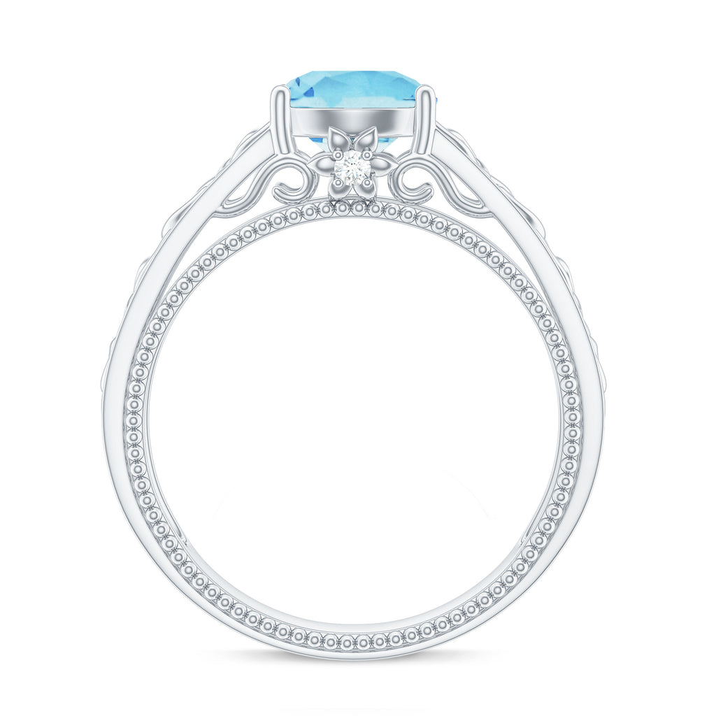 Aquamarine Celtic Solitaire Band with Moissanite