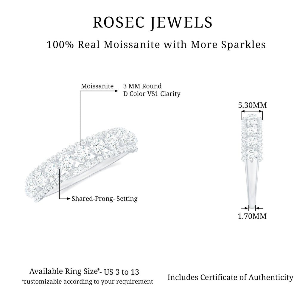 2 CT Round Cut Moissanite Anniversary Ring Moissanite - ( D-VS1 ) - Color and Clarity - Rosec Jewels