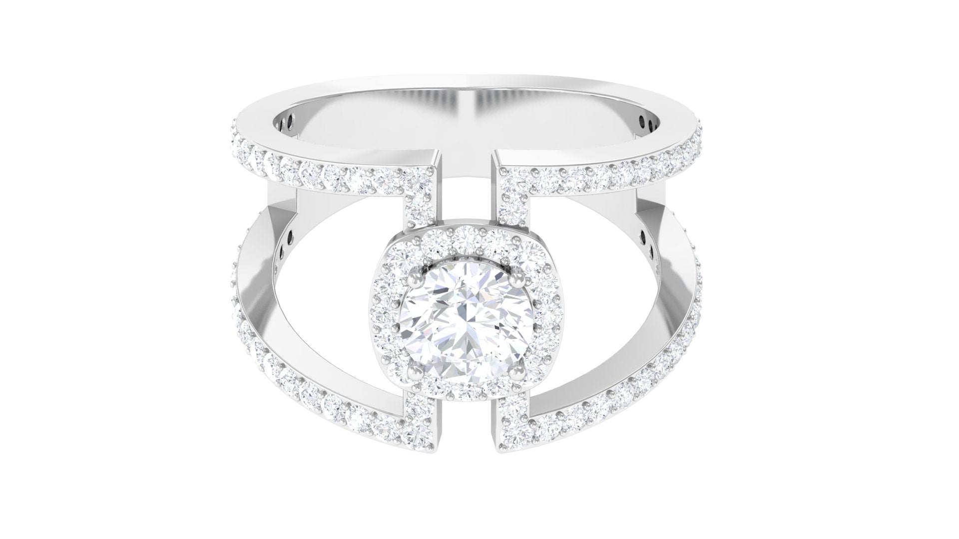 2 CT Moissanite Designer Double Band Ring in Gold Moissanite - ( D-VS1 ) - Color and Clarity - Rosec Jewels