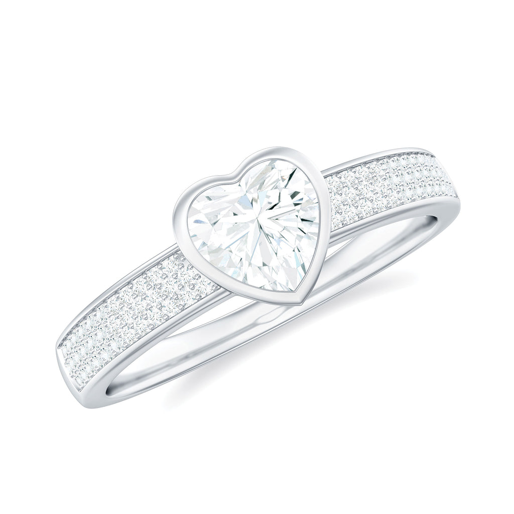 Heart Shape Moissanite Solitaire Engagement Ring Moissanite - ( D-VS1 ) - Color and Clarity - Rosec Jewels