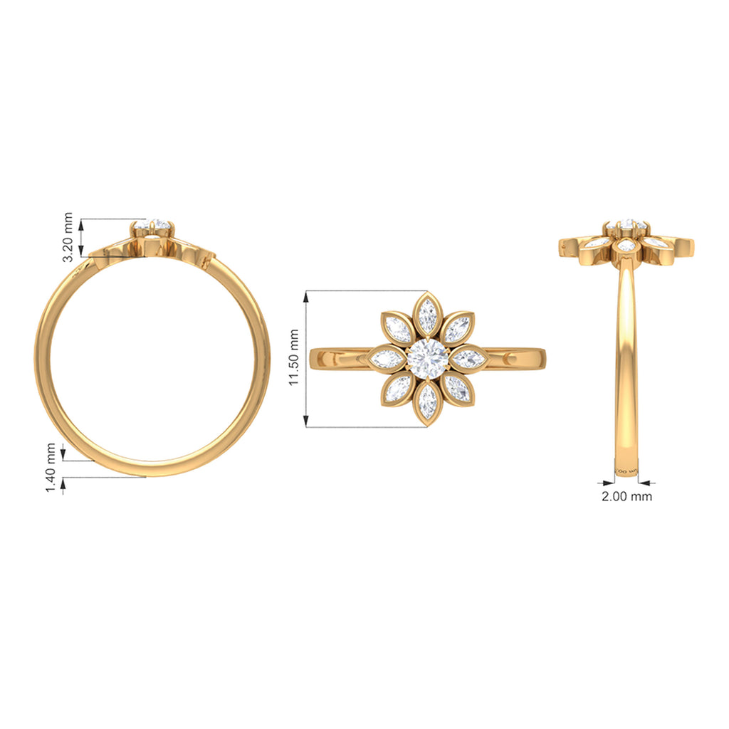 Rosec Jewels - Certified Moissanite Flower Ring