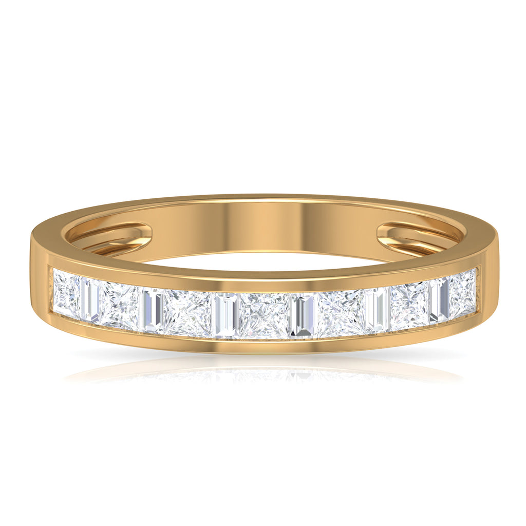 Baguette and Princess Cut Diamond Unisex Band Ring Diamond - ( HI-SI ) - Color and Clarity - Rosec Jewels