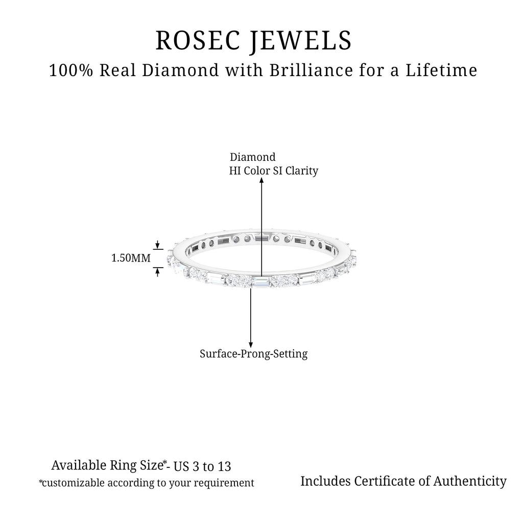 0.50 CT Diamond Full Eternity Ring in Surface Prong Setting Diamond - ( HI-SI ) - Color and Clarity - Rosec Jewels