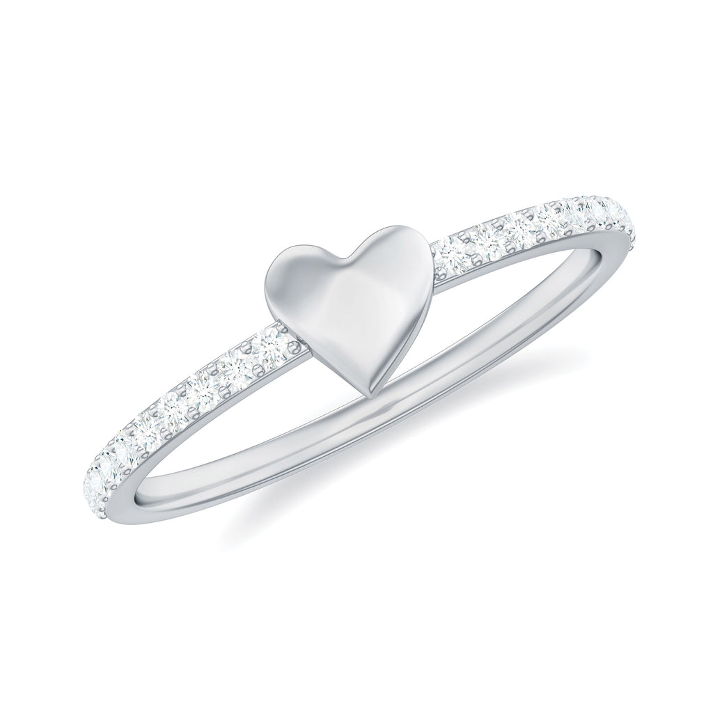 Diamond and Gold Heart Promise Ring Diamond - ( HI-SI ) - Color and Clarity - Rosec Jewels