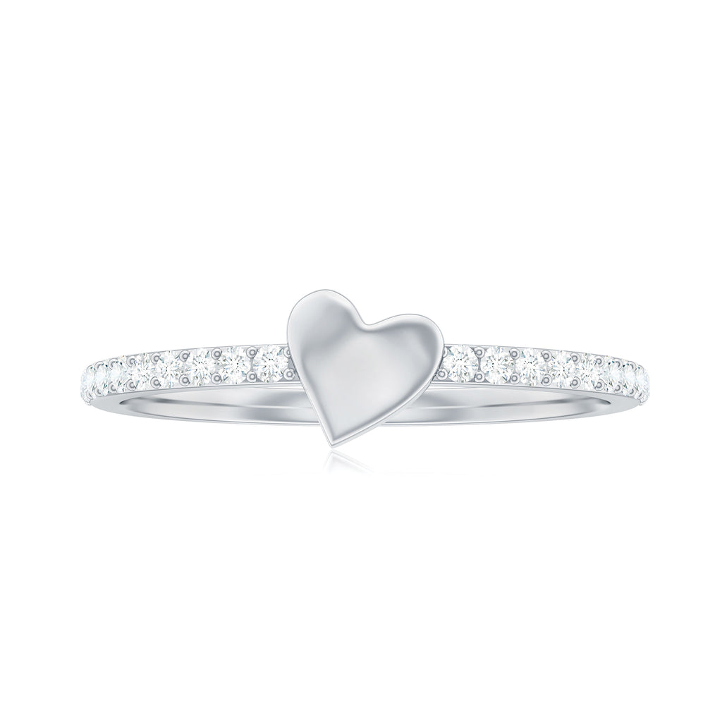 Diamond and Gold Heart Promise Ring Diamond - ( HI-SI ) - Color and Clarity - Rosec Jewels