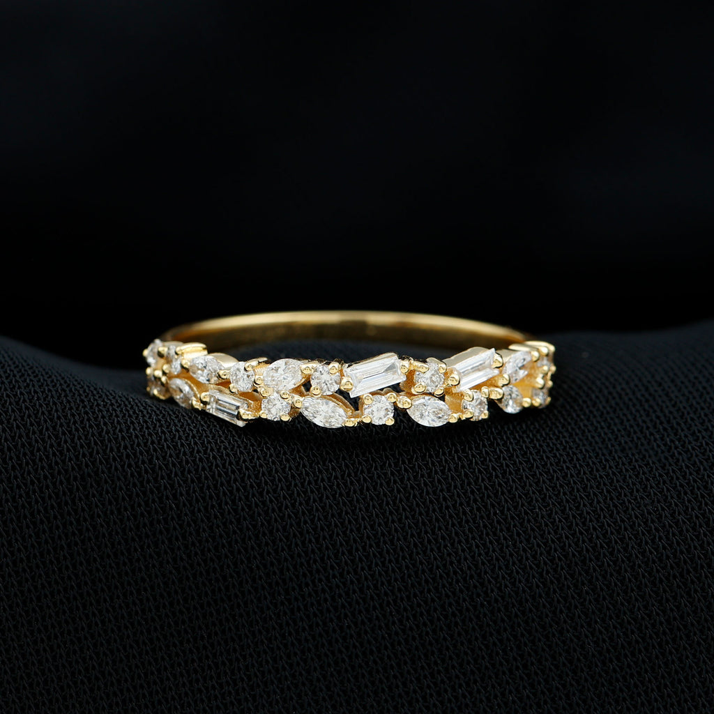 Real Diamond Half Eternity Band Ring Diamond - ( HI-SI ) - Color and Clarity - Rosec Jewels