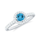 0.75 CT Swiss Blue Topaz and Diamond Halo Engagement Ring Swiss Blue Topaz - ( AAA ) - Quality - Rosec Jewels