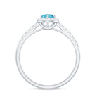 0.75 CT Swiss Blue Topaz and Diamond Halo Engagement Ring Swiss Blue Topaz - ( AAA ) - Quality - Rosec Jewels