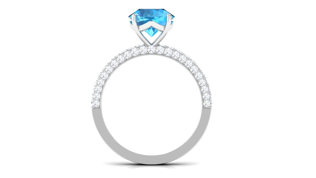 2.75 CT Round Cut Swiss Blue Topaz Solitaire Ring with Moissanite Side Stones Swiss Blue Topaz - ( AAA ) - Quality - Rosec Jewels