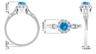 3/4 CT Swiss Blue Topaz and Diamond Antique Engagement Ring Swiss Blue Topaz - ( AAA ) - Quality - Rosec Jewels