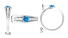 3/4 CT Round Shape Swiss Blue Topaz Solitaire Ring with Diamond Side Stones Swiss Blue Topaz - ( AAA ) - Quality - Rosec Jewels