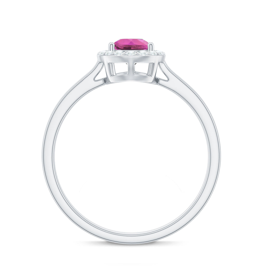 0.75 CT Pear Cut Pink Tourmaline Ring with Moissanite