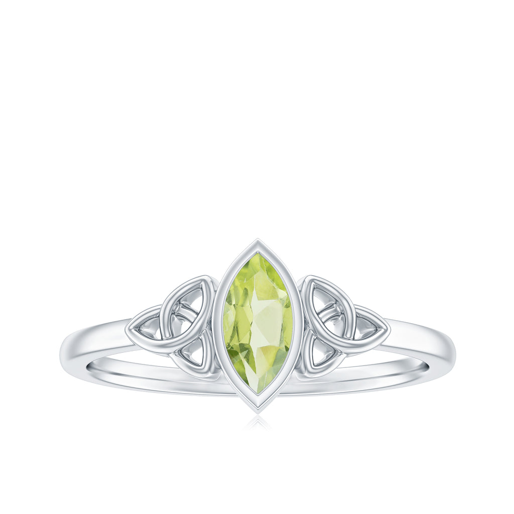 3.5X7 MM Marquise Cut Peridot Solitaire Ring with Gold Celtic Details Peridot - ( AAA ) - Quality - Rosec Jewels
