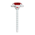 Created Ruby Halo Engagement Ring with Diamond Lab Created Ruby - ( AAAA ) - Quality - Rosec Jewels