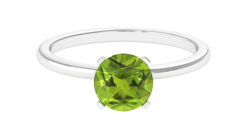 8 MM Round Peridot Solitaire Ring in Peg Head Setting Peridot - ( AAA ) - Quality - Rosec Jewels